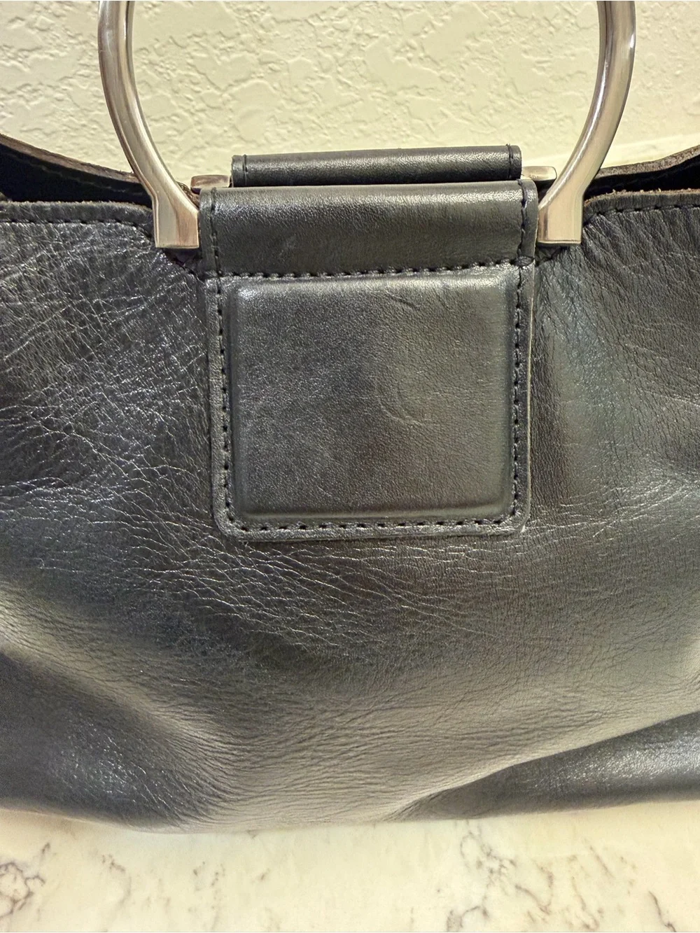 Patricia Nash 10th Anniversary Black Leather Satchel Top Handle Bag